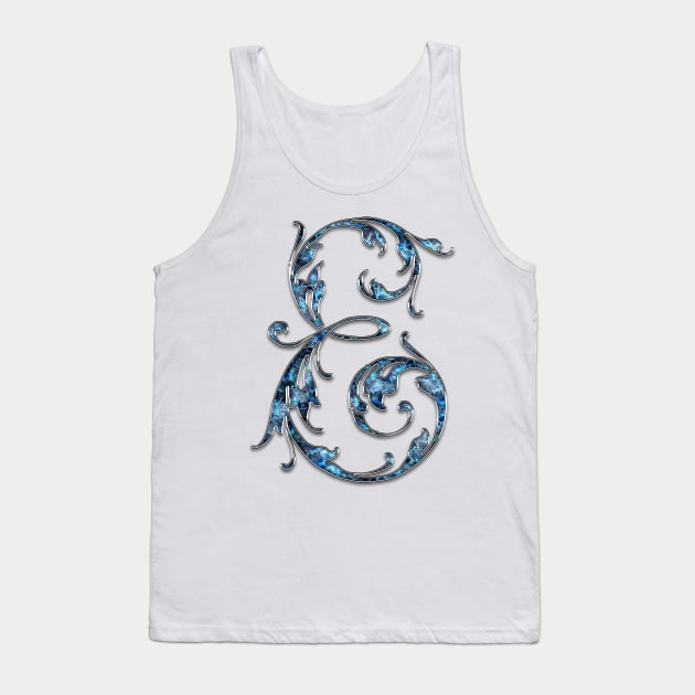 Ornate Blue Silver Letter E Tank Top by skycloudpics